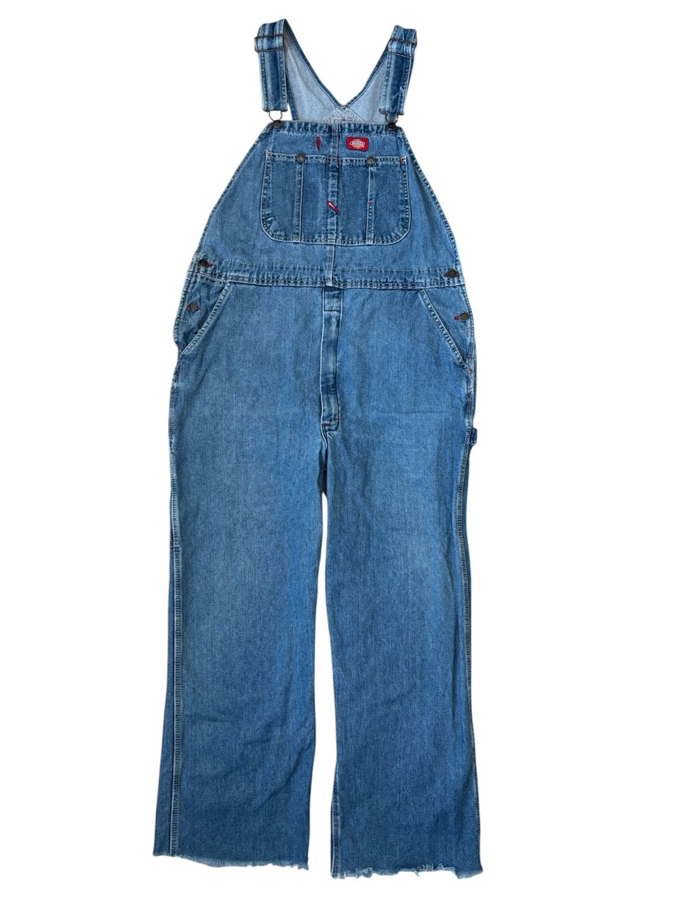 Dickies Stonewashed Bib Denim Overalls - Medium Blue